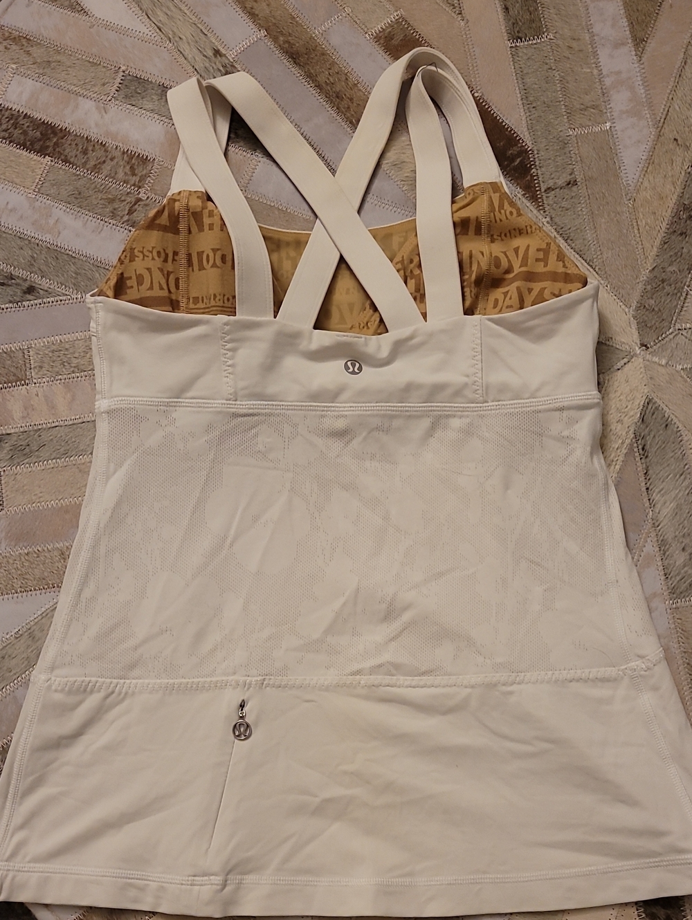 lululemon athletica Cream Muscle Tank with Tan Liner